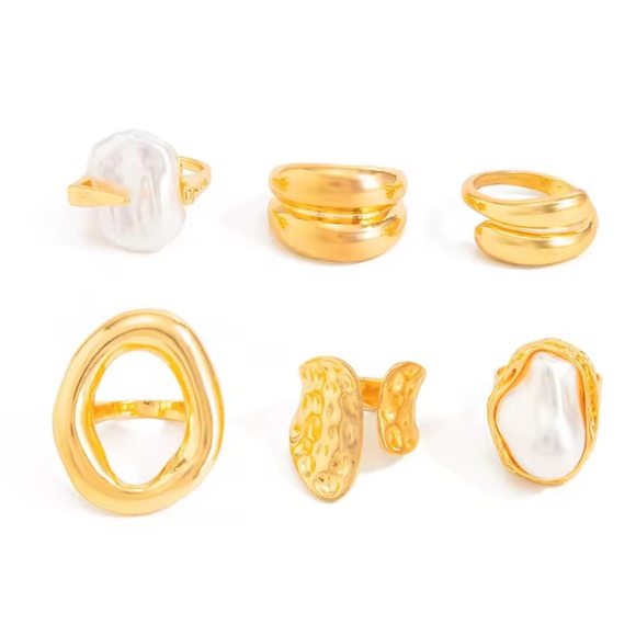 Pearl Gold Stackable Ring Set - Picture 5 of 8